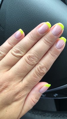 Neon French gel manicure