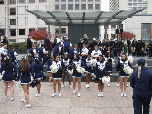 Navy Midshipmen Cheerleaders at the 2012 Kraft Fight Hunger Bowl Pep Rally at Union Square.