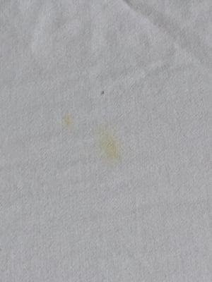 Stains on the supposed "clean" sheets.