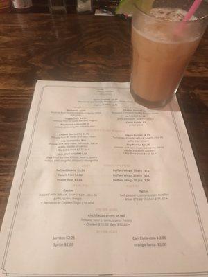 Menu & Peach Rum Margarita!!