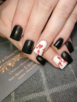 Matte Black and dripping hearts !  Free hand painted!