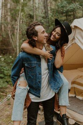 Engagement photo, piggyback ride fun!