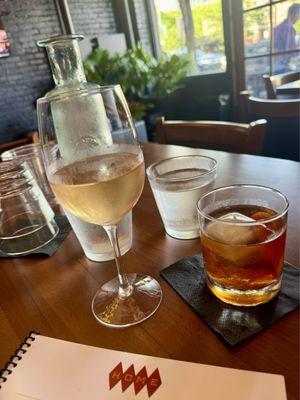 Perfect Rosé and lovely water at the table