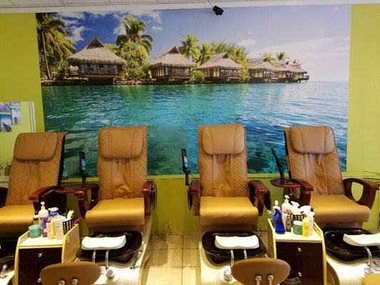 Ocean view background pedicure section