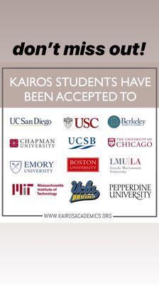 Just a few of MANY more impressive acceptances!