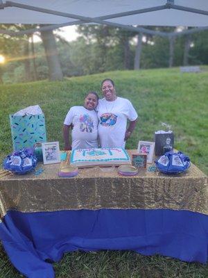 Tyler's birthday table. And did I mention that Lord Dawgs did the birthday shirts for him and me?