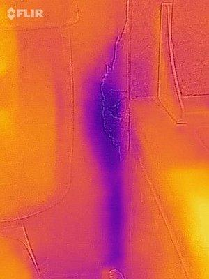 Water damage detected by use of thermal imaging camera