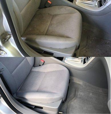 Before and After seats and carpet deep clean and extraction.