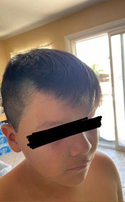 This is my nephews hair after it was "fixed"