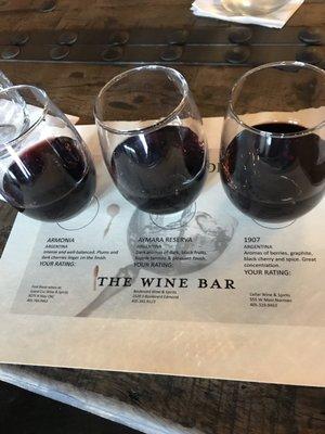 The Aug Malbec wine flight