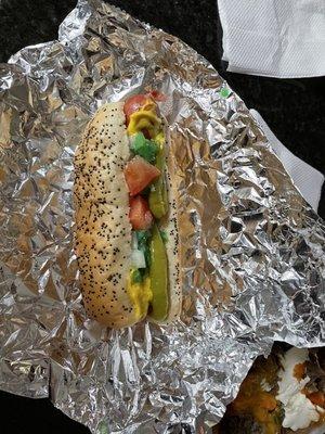 Chicago dog minus pickle spear