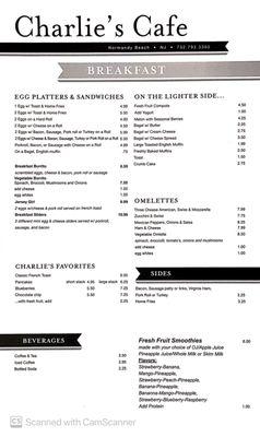 Charlie's Breakfast menu! Breakfast is served from 7am to 1pm!