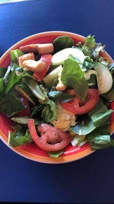 Fresh salad with REAL GREENS- Tomato was even fresh.