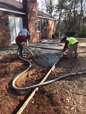 Concrete pumping patio