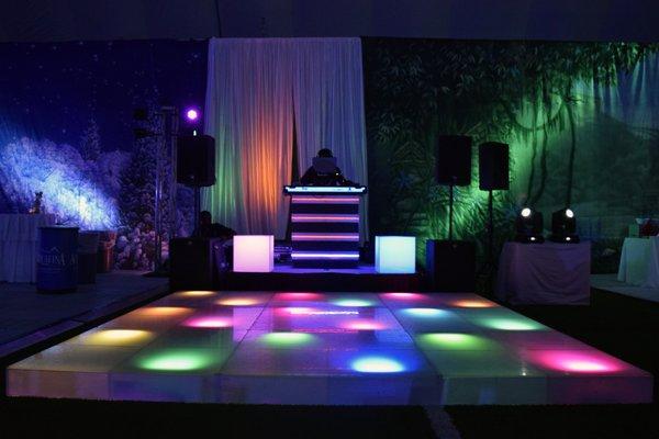 Lighted Dance Floor and DJ Stand