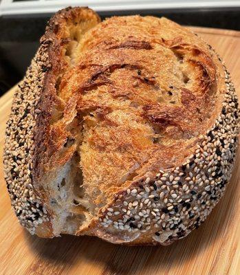 Great tasting and texture sesame sourdough loaf