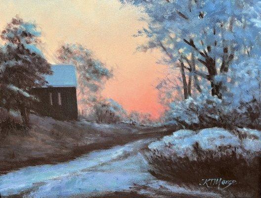 "A Snowy Evening" 16 x 20" oil on canvas By KT Morse