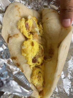 Bacon and egg taco