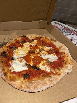 Margherita pizza + sausage + pepperoni