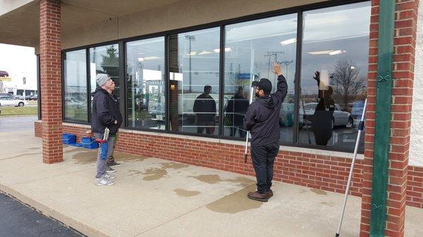 Jacob, Our Team Leader, training new window cleaners.