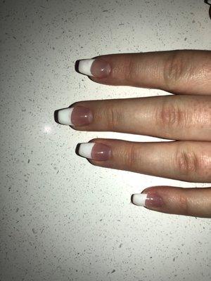 "Coffin" French nails. Left hand