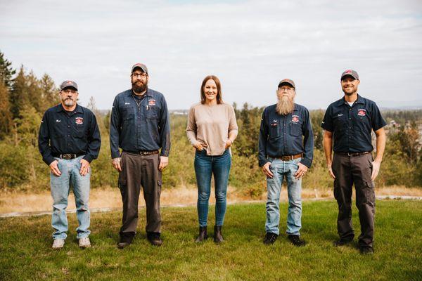 Griffis Heating team members - Bud, Mike, Brienne, Jeff and James