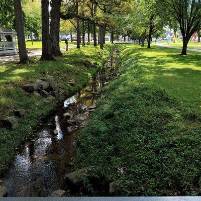 a small creek/ditch runs through the park