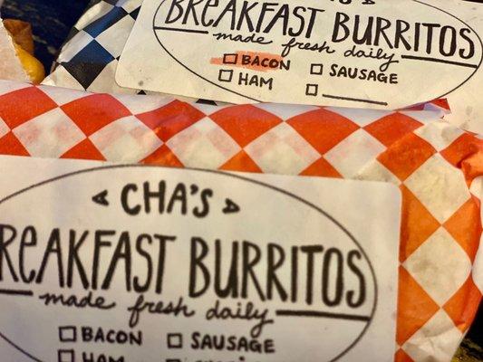 Bacon and Chorizo Breakfast Burritos