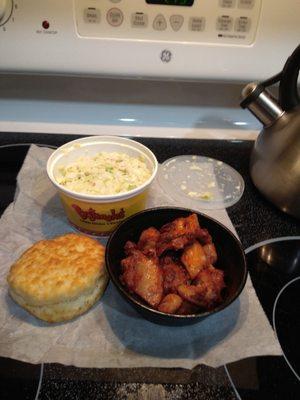 Boneless Roasted chicken bites and Cole slaw and Biscuits to keep you going back again and again.