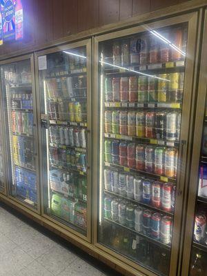 Beer and a variety of soda options