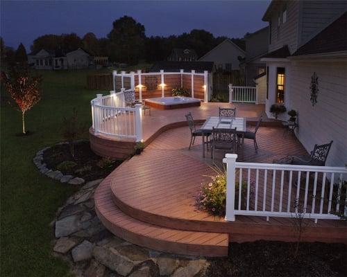 Archadeck Award Winning TimberTech composite deck with low voltage lighting in Springboro, OH 45066