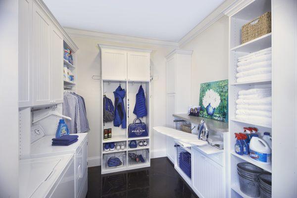 White Laminate Laundry Room with Locker Unit