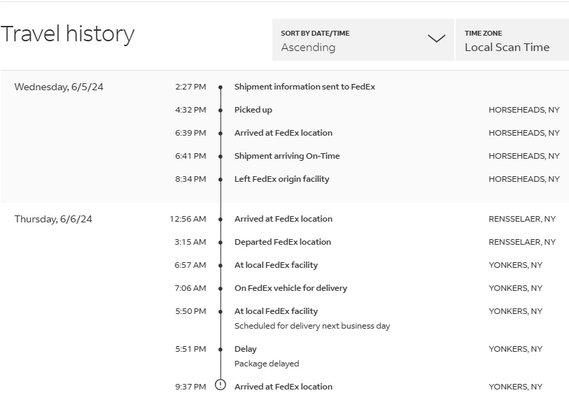 FedEx tracking information.