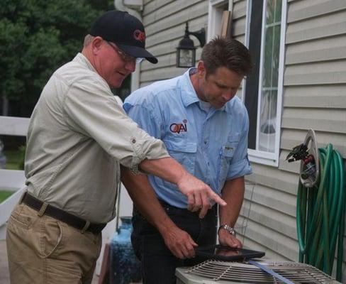 Highlighting potential problem areas with an exterior Heat Pump Unit.