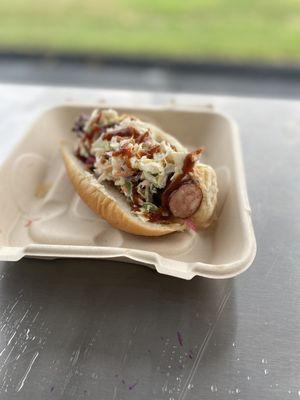 Smoked Kielbasa, Pickled Red Onion, Creamy Slaw and Reaper Sauce