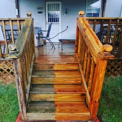 Wood deck washed