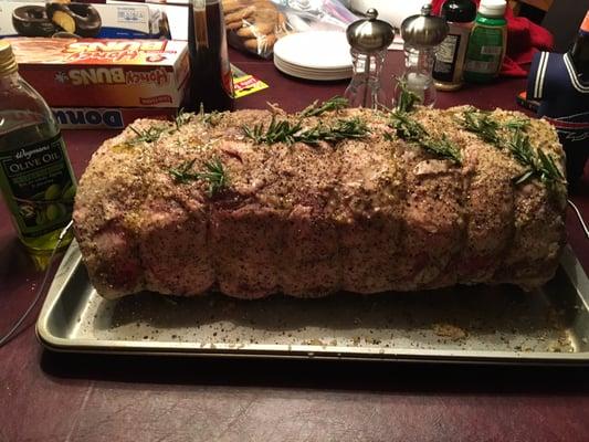 Roast with twin digital probes ready for the oven using a reverse sear cook.