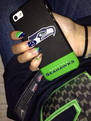 Seahawks gel nails!