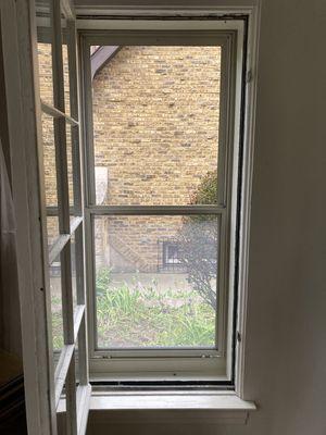 storm window from inside house