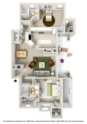 B2 1234 sqft Waters Park Apartment Homes - Austin, Texas