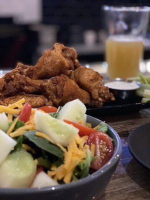 Salad and wings