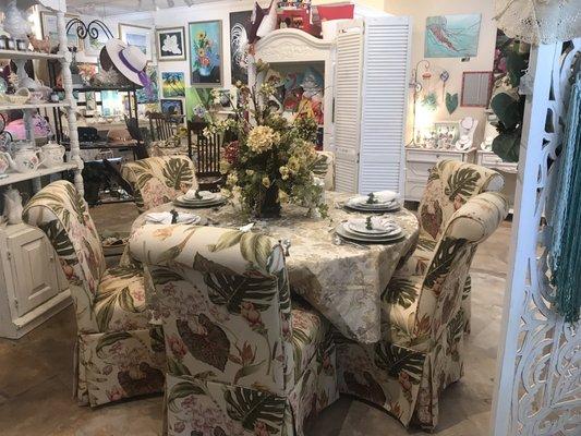 Beautiful Tea Tables scattered throughout the store have seating for 2 thru 6 people.