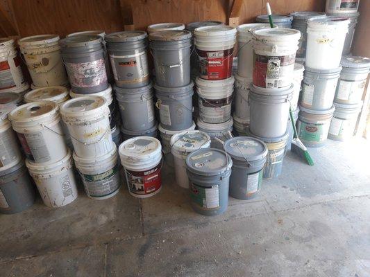 Just a few gallons of paint that we use on a Saturday.