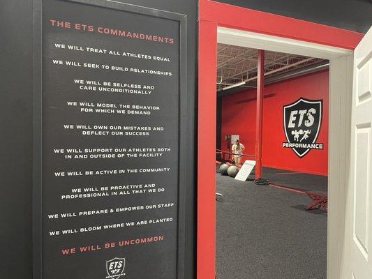 ETS Athlete Commandments + Entrance to Gym Floor