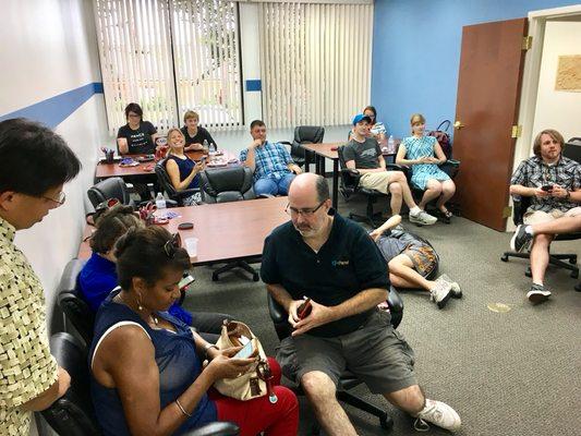 Fuquay Coworking (2017), Updated Photos After 4 Expansions... Members hanging out after hours for a family-friendly game Night.