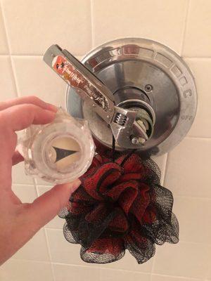 This is how I turned on shower water  The knob fell off during my first shower