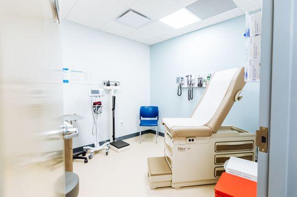 An exam room at Metro Inclusive Health in Clearwater, Florida.