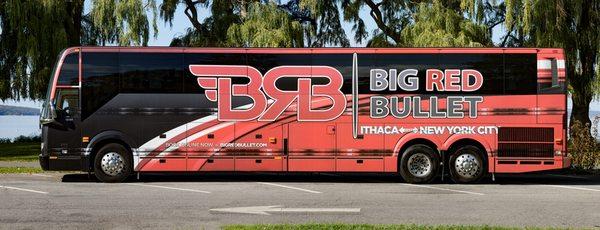 A Big Red Bullet Bus