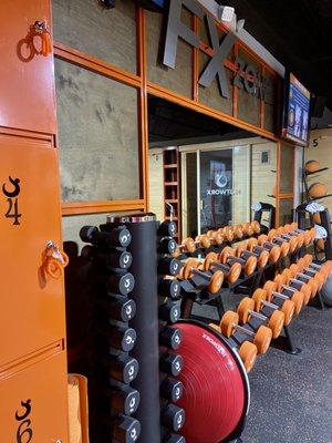 Air-conditioned workout area in center of studio.