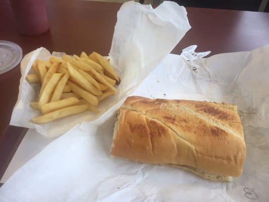 Cheesesteak and fries